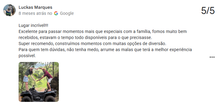 Avaliação 8 no Google